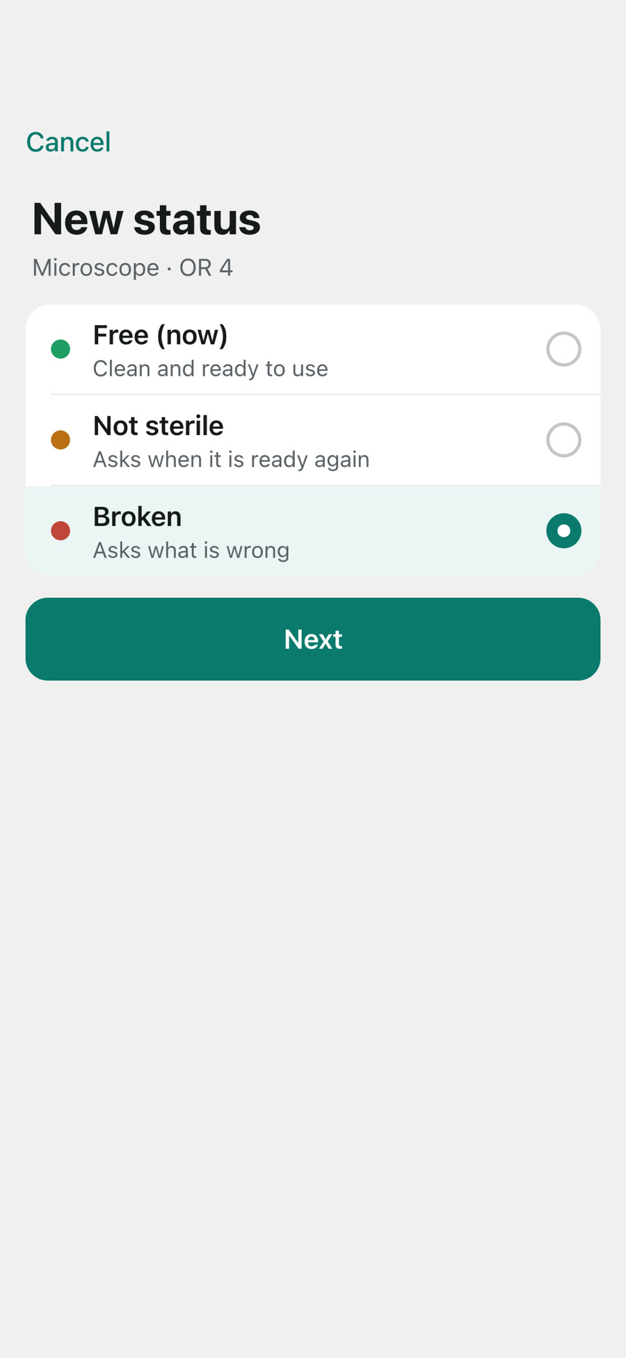 Phone: new status for the microscope, Broken picked