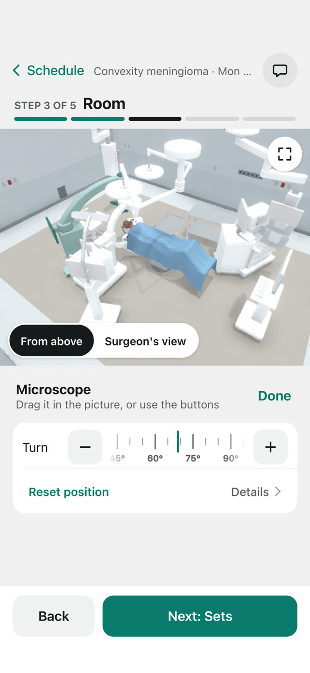 Phone: step 3, the room in 3D with the microscope selected